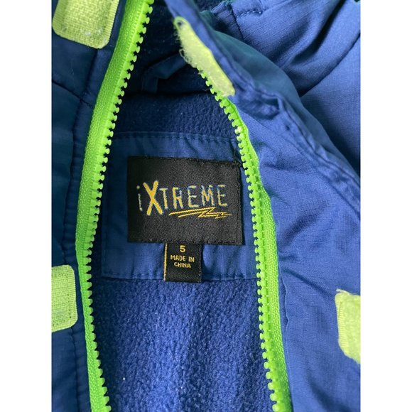 BOYS Size 5 iXtreme Hooded Winter Jacket, Blue/Neon Green - Picture 4 of 7